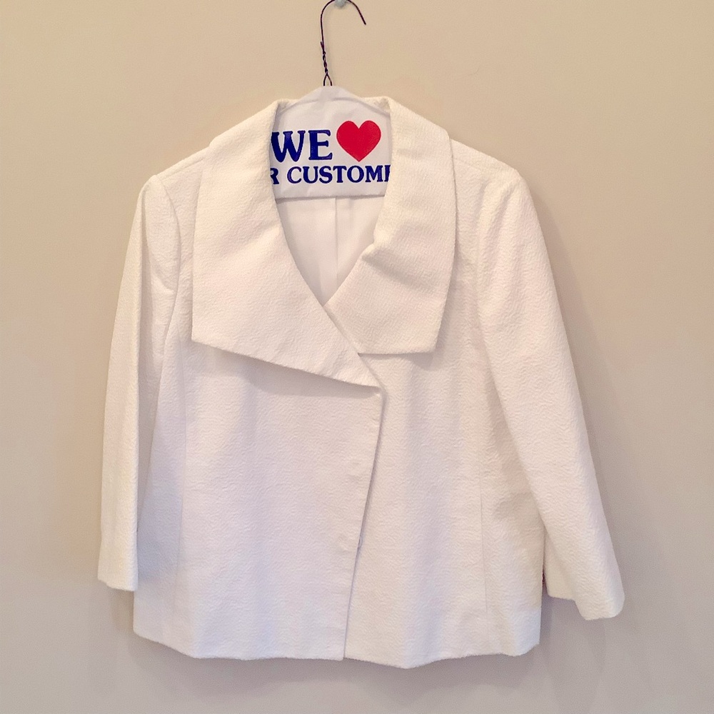 Size 10P White Cotton Ann Taylor Jacket